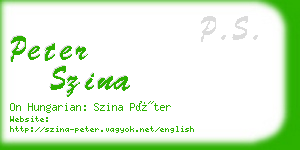 peter szina business card